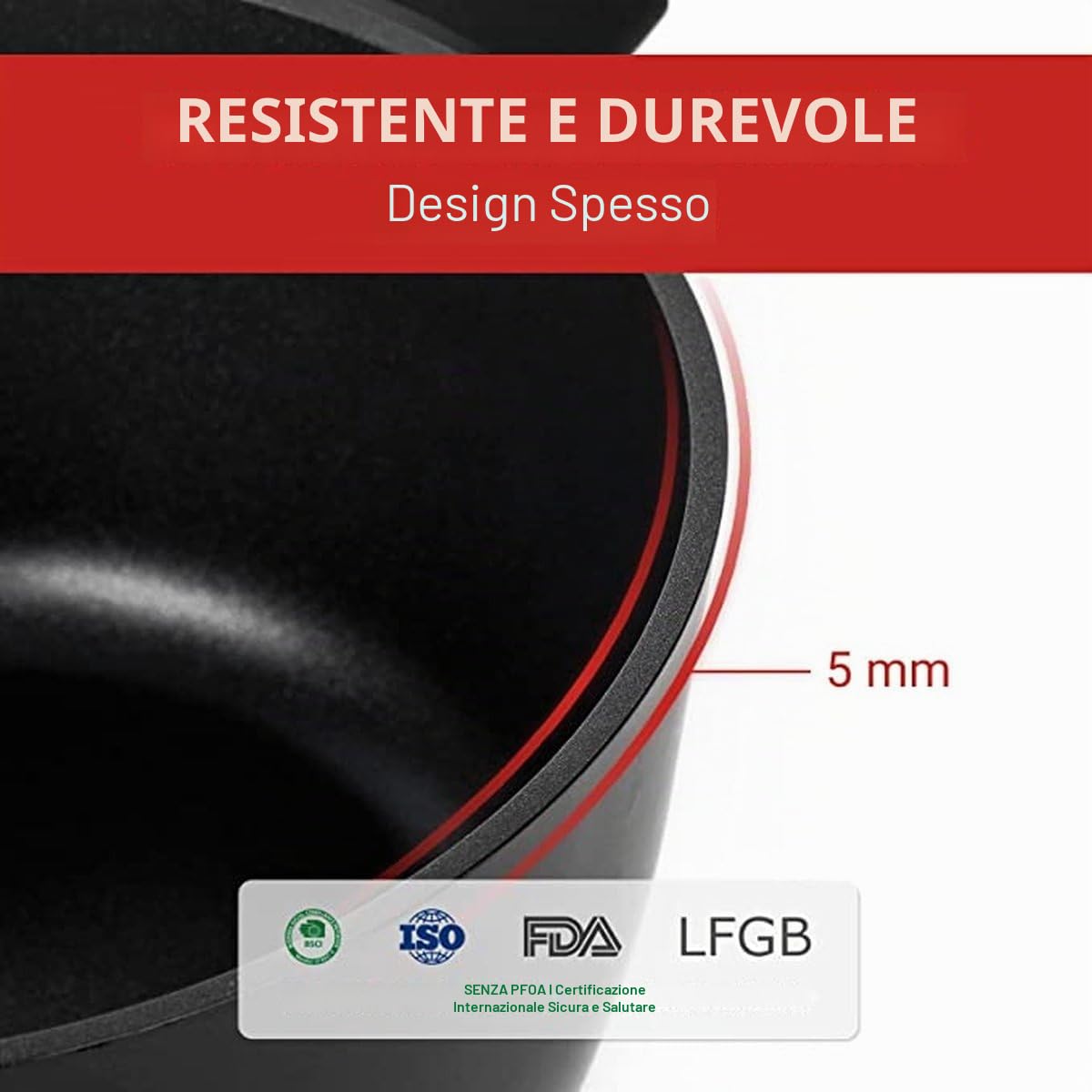 Royalty Line - RL-BS44M - Pentola Antiaderente con Coperchio in Vetro, 23 Litri, 44 cm