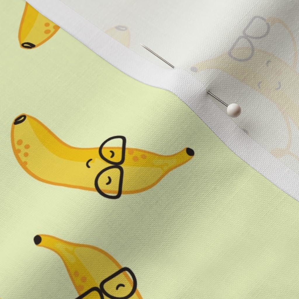 Spoonflower Fabric - Bananas Glasses Yellow Fresh Summer Food Banana Printed on Petal Signature Cotton Fabric by The Yard - Sewing Quilting Apparel Crafts Decor