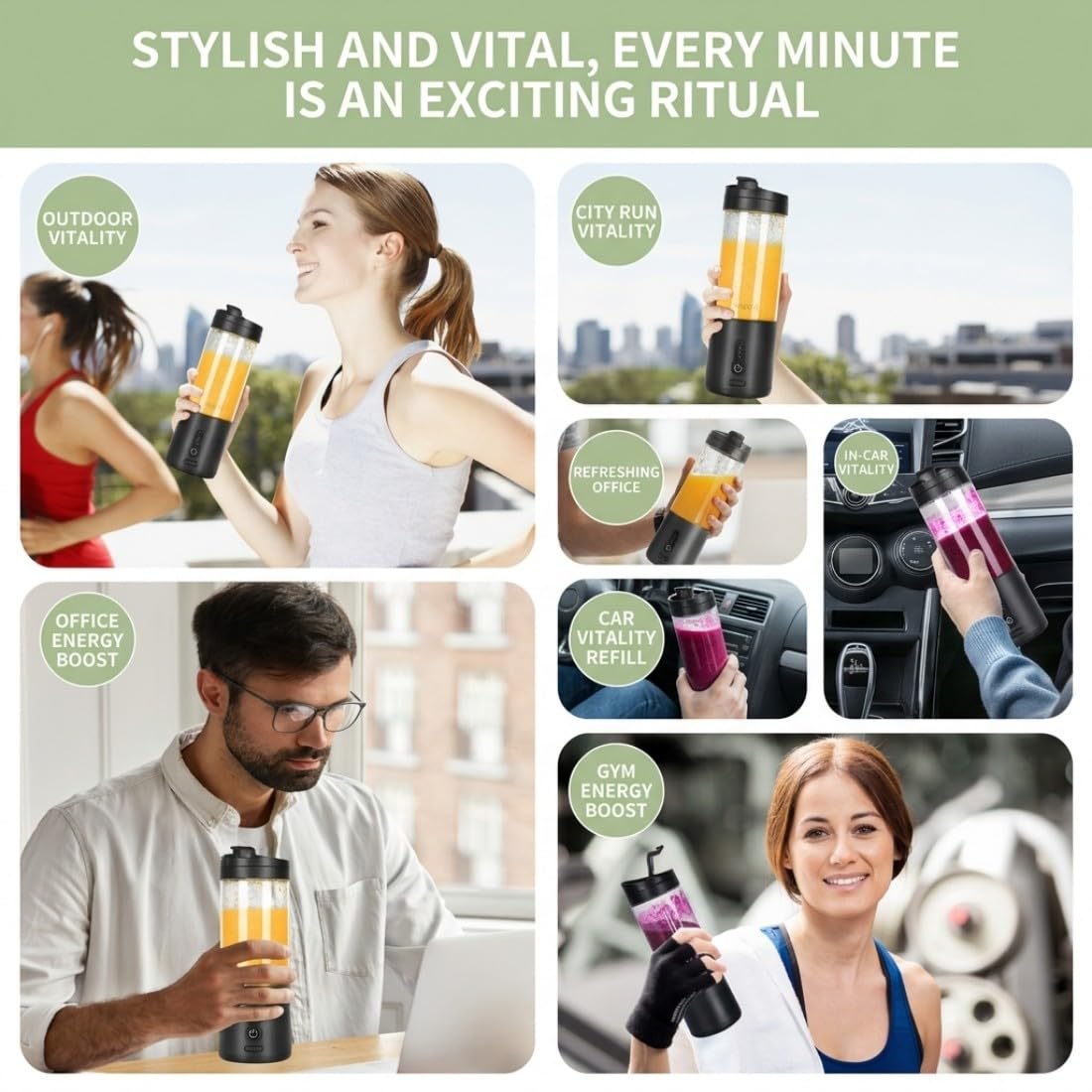 HD-06 Mélangeur portable 600 ml Taille personnelle 150 W sans fil Smoothie Maker Dortoir Rechargeable USB Mini mélangeur de fruits pour voyage, sport, bureau, shakes alimentaires, noir/HD-06