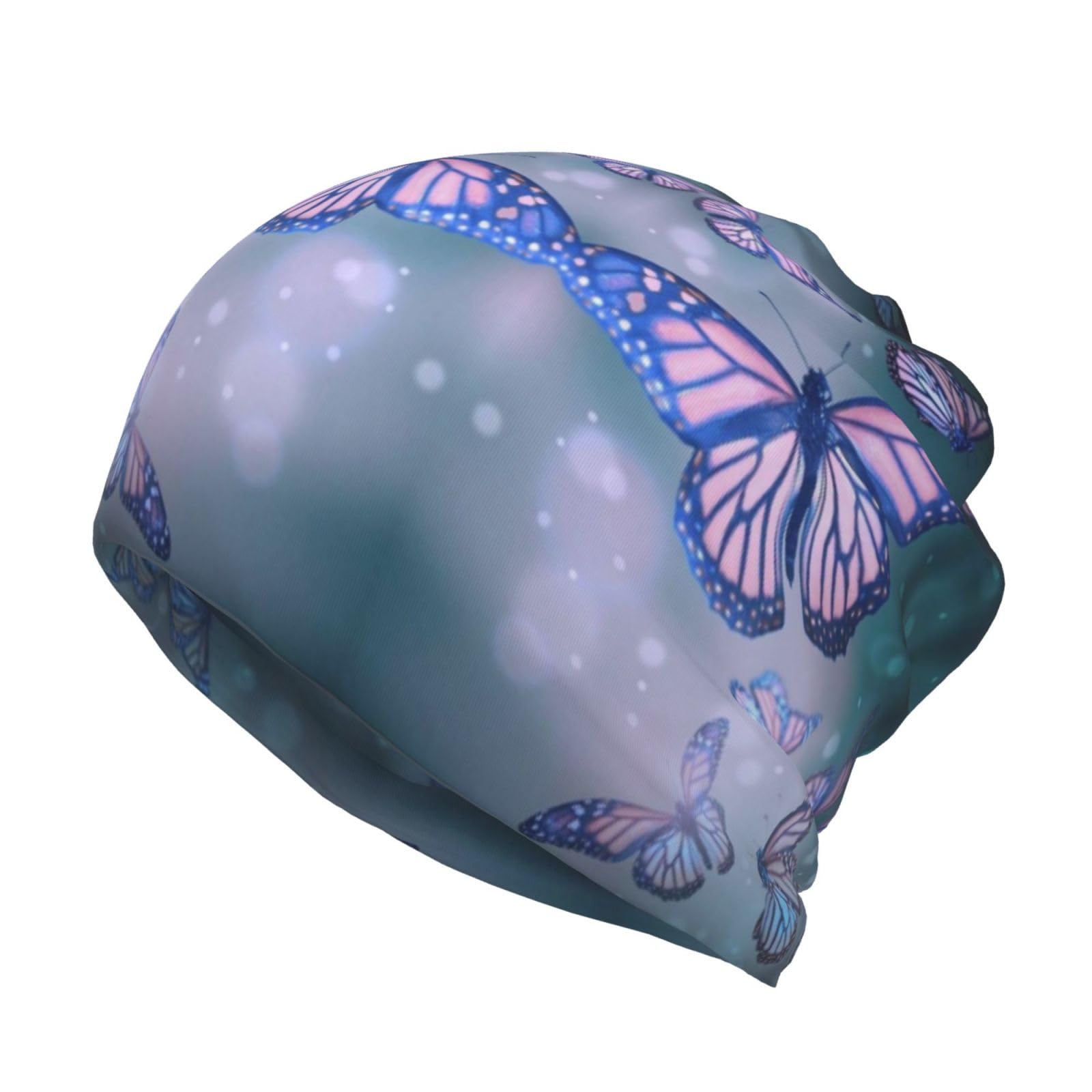 Butterflies Print Chemo Headwear Women Soft Beanie Head Wrap Scarf Cap Alopecia Bandana Head Cover Multifunction