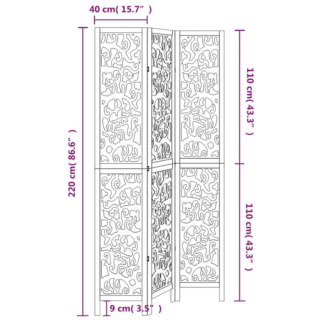 Paravento pieghevole in legno massiccio di paulownia, 3 pezzi, bianco, 105-110 x 220 cm, parete spagnola come protezione dagli sguardi indiscreti e divisorio per camera da letto, soggiorno e