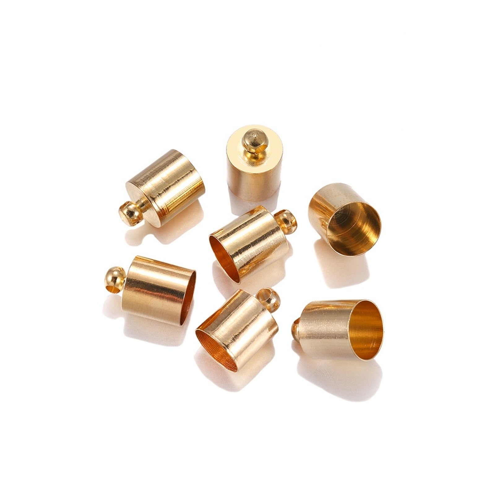 WEKONUMEX Rope Stoppers, Rope Stoppers Tip Caps Multicolor Multiple Sizes 20-50 Pcs For DIY Jewelry Making(Kc Gold,50Pcs 5 x 10mm)