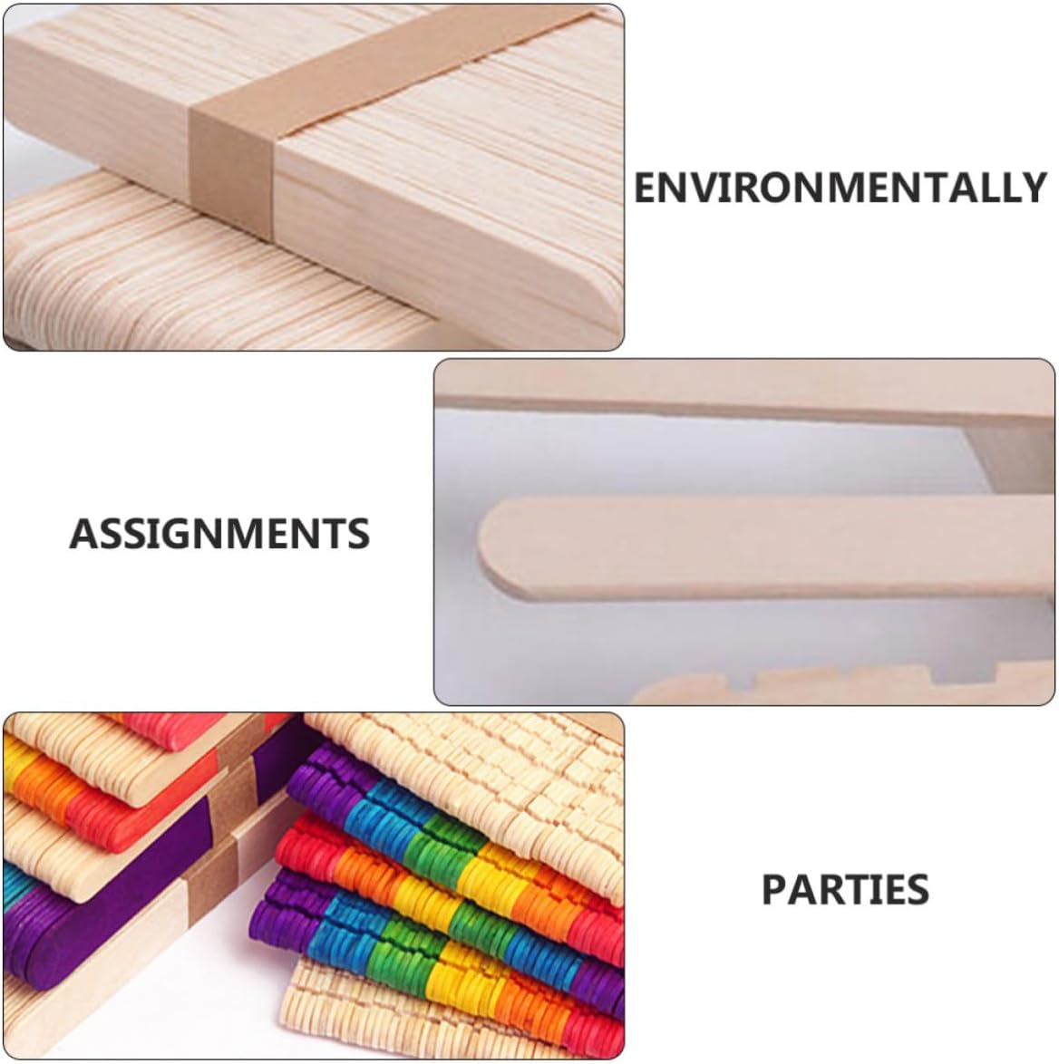 250pcs Wood Craft Sticks for Students and Teachers, Beige, 5 Bundles