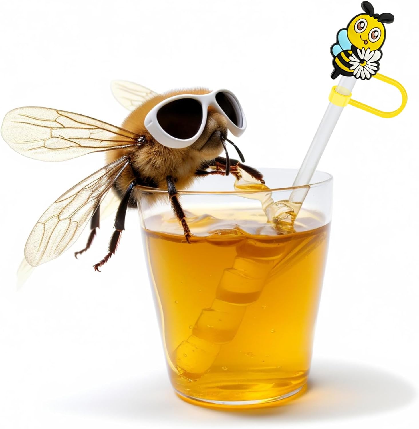 Hikkcos 4Pack Bee Straw Cover Cap for Stanley Cup,30 40 Oz Silicone Straw Topper Compatible with Water Bottle Cup 10mm Dust-Proof Reusable Straw Tips Lids - Image 5