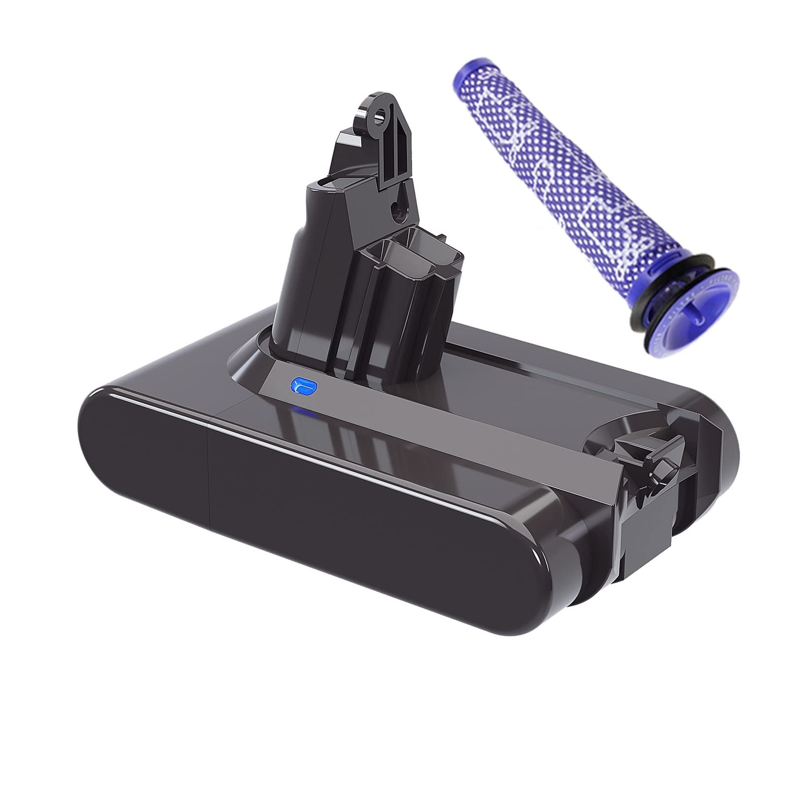 Batería de repuesto for aspiradora inalámbrica, Compatible con Dyson, V6 Batterie DC58 DC59 SV03 SV05 DC62 Animal DC72(1 PIECE WITH FILTER)