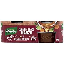 Knorr Cuore di Brodo Manzo, Pronto da Diluire, con Verdure da Agricoltura Sostenibile, Senza Glutine, Senza Glutammato*, Senza Conservanti, 4 Vaschette da 28g