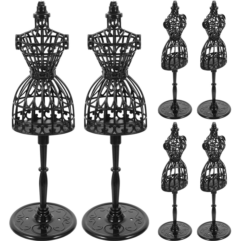 NUOBESTY 6Pcs Plastic Mannequin Display Support Holder Dress Forms Cloth Gown Model Stand Detachable Doll Clothes Mannequin for Doll Accessories,