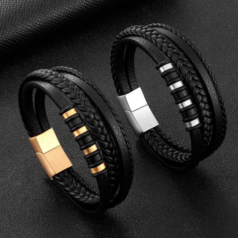 Bracelet classique multicouche en cuir pour homme idée cadeau anniversaire idéale