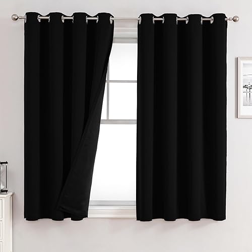 Miniatura 26 de ChrisDowa Cortinas 100% Opacas para Dormitorio con Forro Negro, 2 Capas Gruesas Totalmente Opacas con Aislamiento Térmico y Ojales, Cortinas de