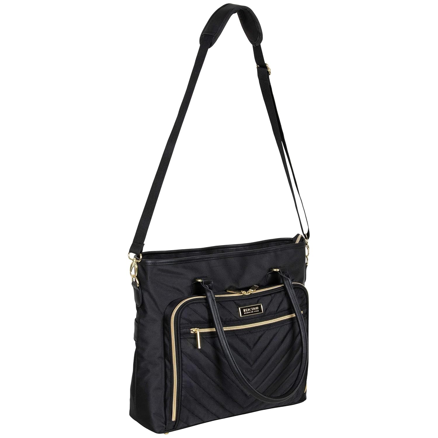 Kenneth Cole REACTION Chelsea Quilted Chevron 15" Laptop & Tablet Business Tote With Removeable Shoulder Strap, (Black) 4