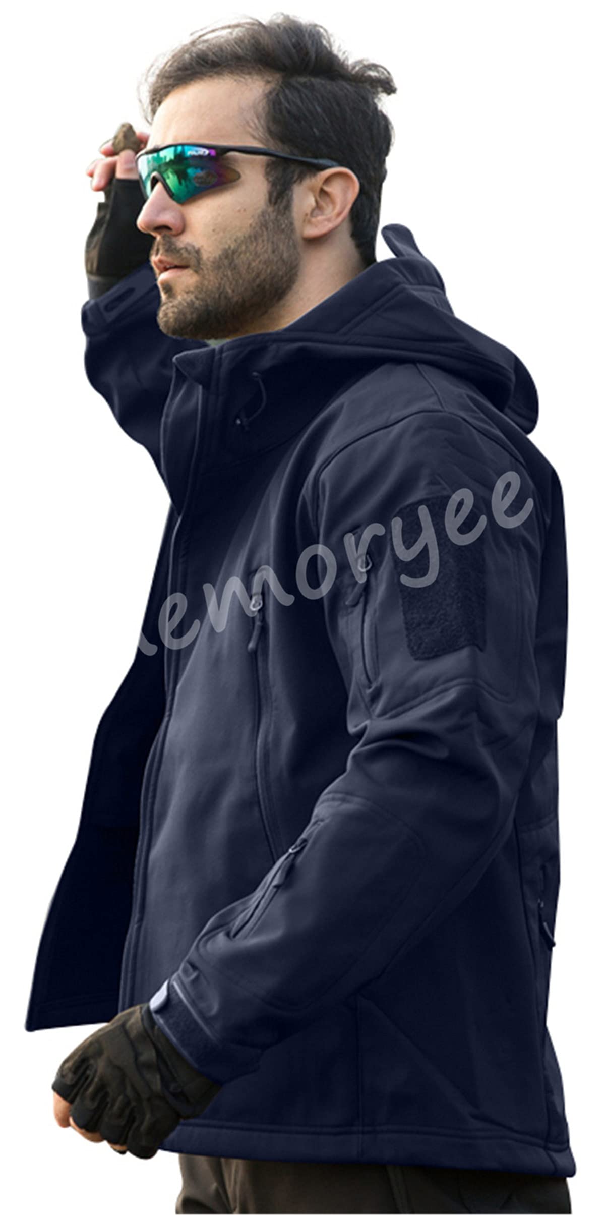Memoryee Uomo Tattico Camouflage Softshell Giacca Outdoor Militare Pile Fodera Impermeabile Antivento Giubbotto con Cappuccio