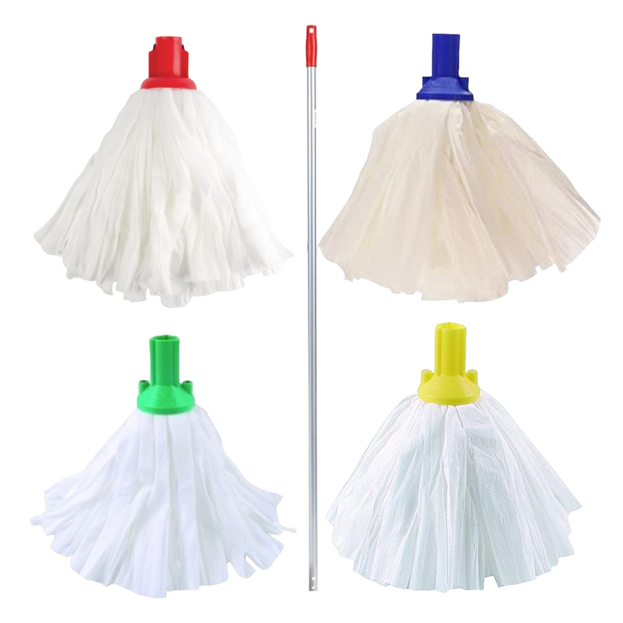 Aardvark Janitorial Supplies Exel Standard Big Mop, One of Each Colour and One Mop Handle