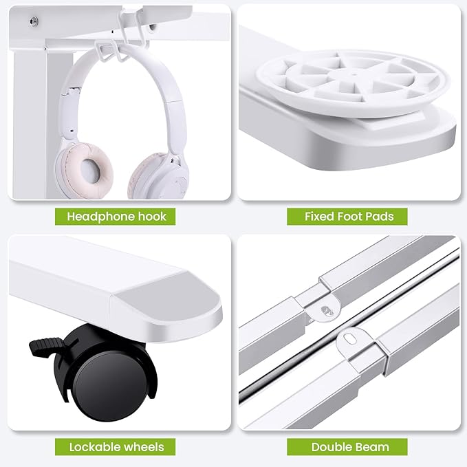 Base de Escritorio Eléctrica Ajustable farexon, Patas para Mesa de Pie, Blanco miniatura 6