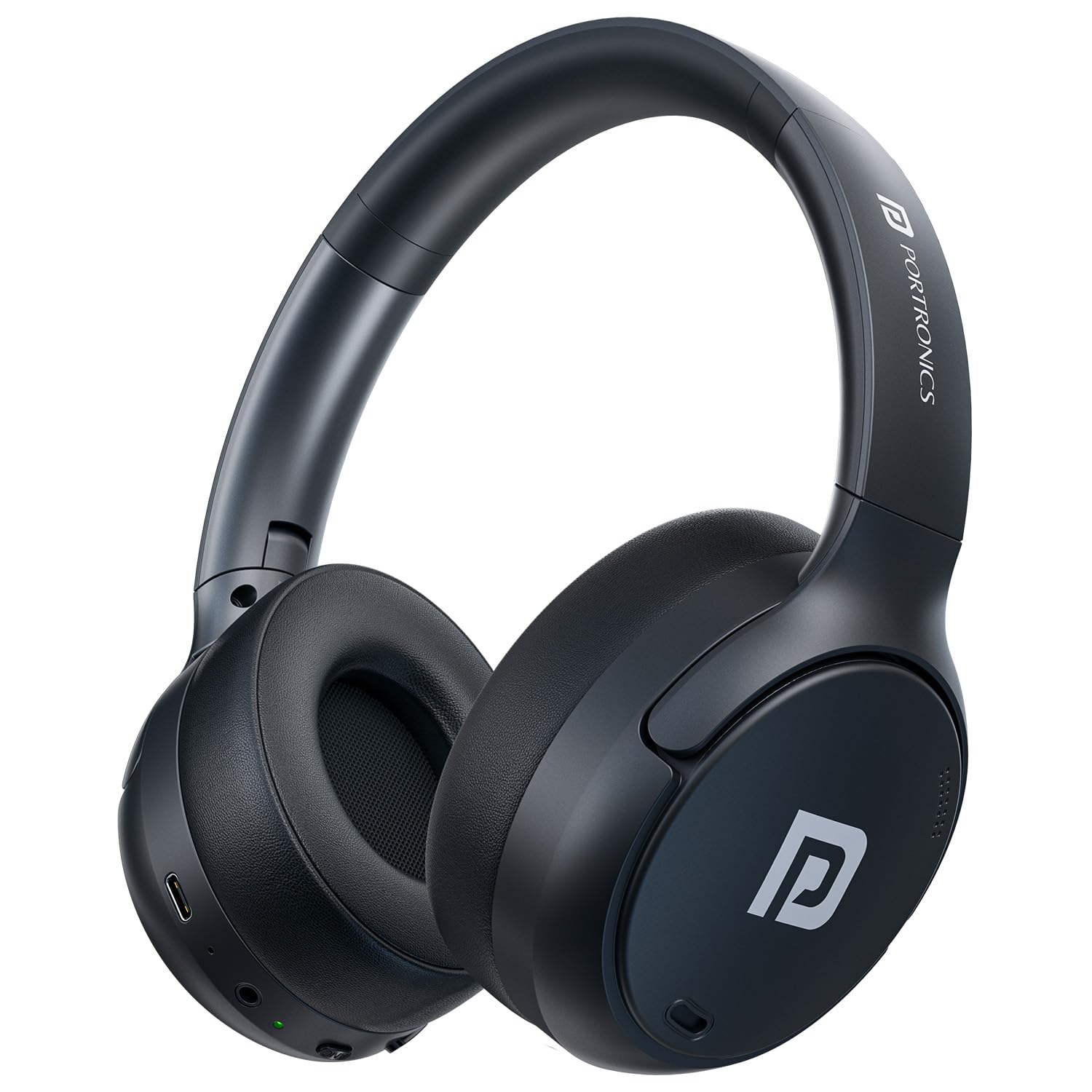 Portronics Muffs M8 ANC Wireless Over Ear Headphones with Upto 50 Hours Playtime, Foldable Design, Powerful Bass, 40mm Dynamic Driver, HD Mic, Low Latency,BT 5.4v, Type C Fast Charging (Black)-image-4