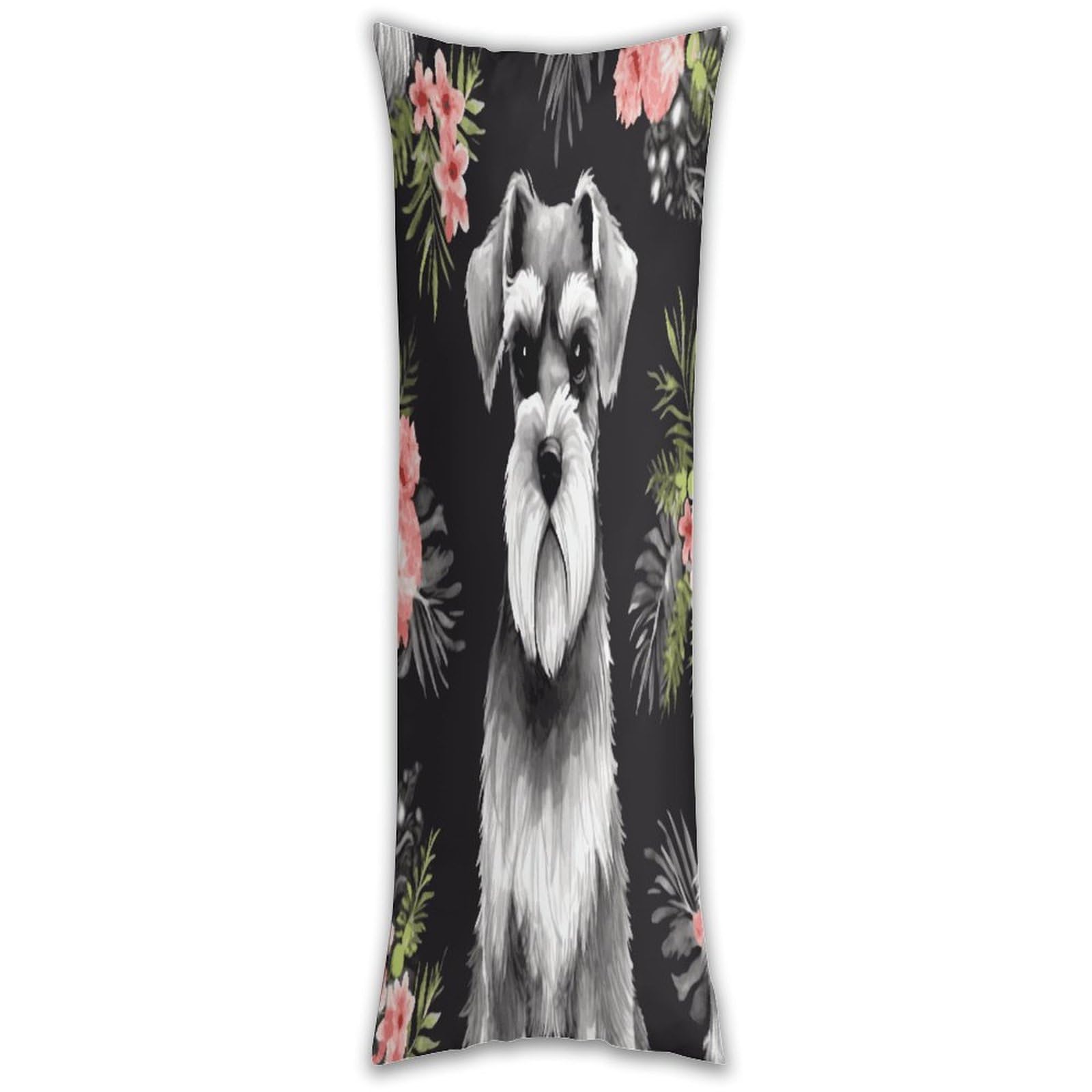 Schnauzer Long Pillow Case with Zipper Ultra Soft Microfiber Long Pillow Cover Breathable Body Pillow Protector Soft Wrinkle Pillowcase for Bed Sofa Bedroom 53 X 19 in