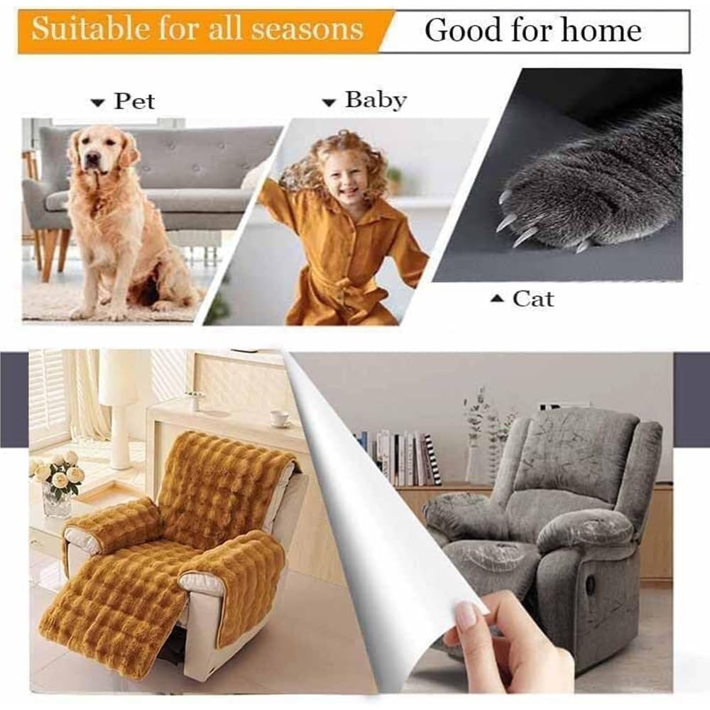 Plüsch Liegestuhl Schonbezug für Zuhause Kunstpelz Flauschiger Liegestuhl Schonbezug rutschfeste Rückseite Flauschiger Liege Couch Bezug Waschbarer Möbelschutz(Ginger)