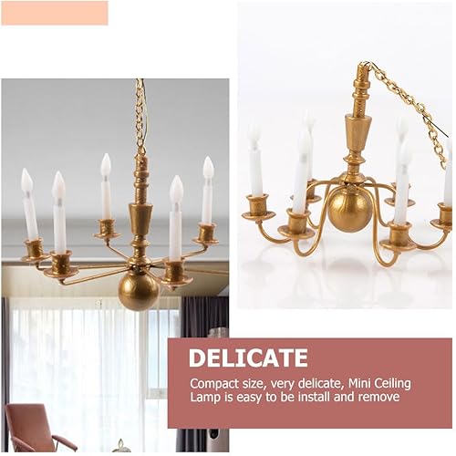 Miniatura 6 de DOITOOL 2 piezas de araña modelo miniatura casa de muñecas accesorios mini lámpara miniatura mini luces colgantes casa de muñecas lámpara de casa de