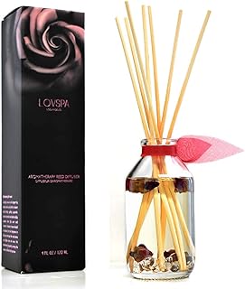 LOVSPA Reed Diffuser Set, Velvet Rose Scented Oil Diffuser with Sticks, Home Fragrance Accessories for Bathroom Shelf Decor, Aroma Diffusers for Home or Office Desk, USA Made