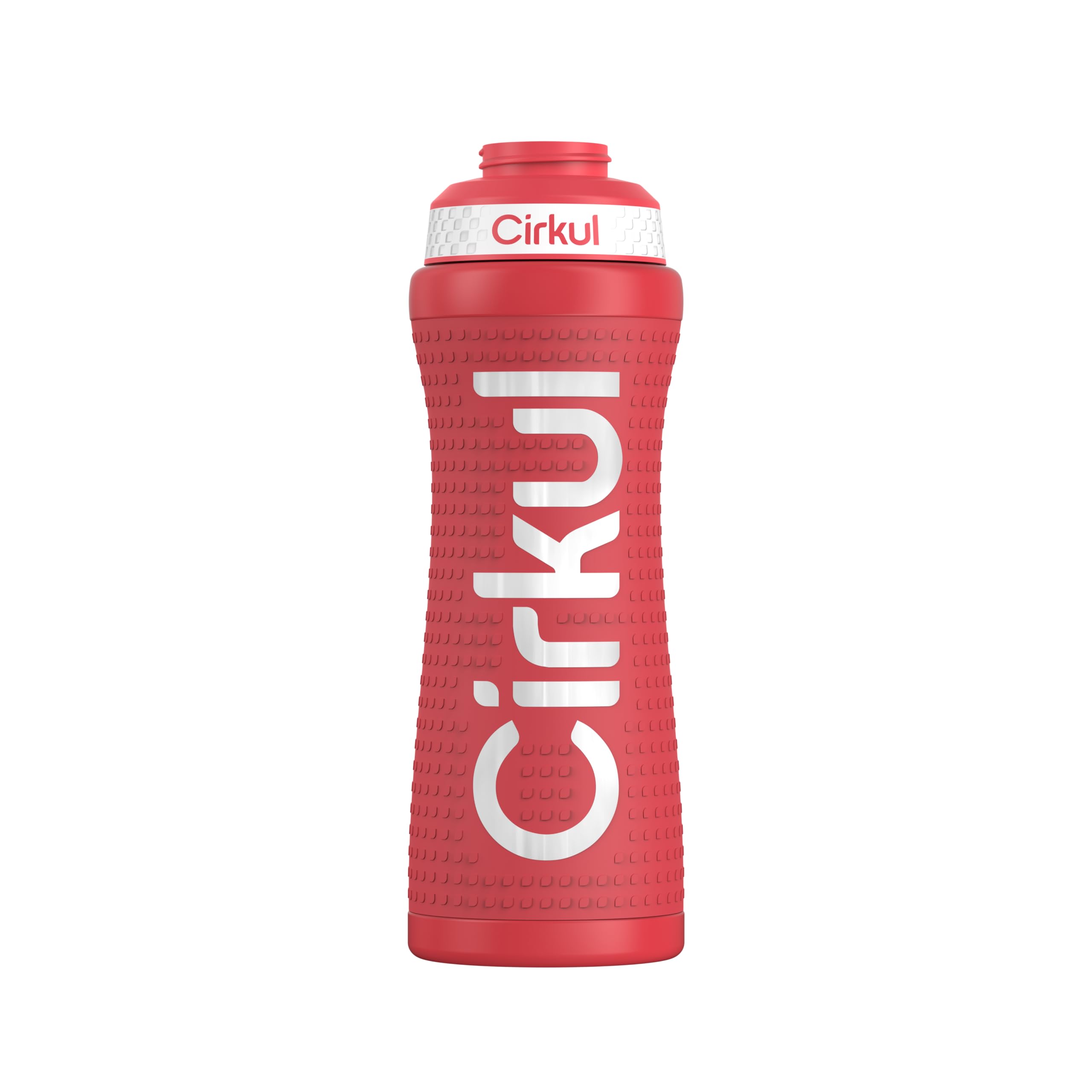 Cirkul22oz. Red Grip Stainless Steel Water Bottle & Sport Lid, Durable, Insulated, Protective Grip, Leakproof & Heavy Duty