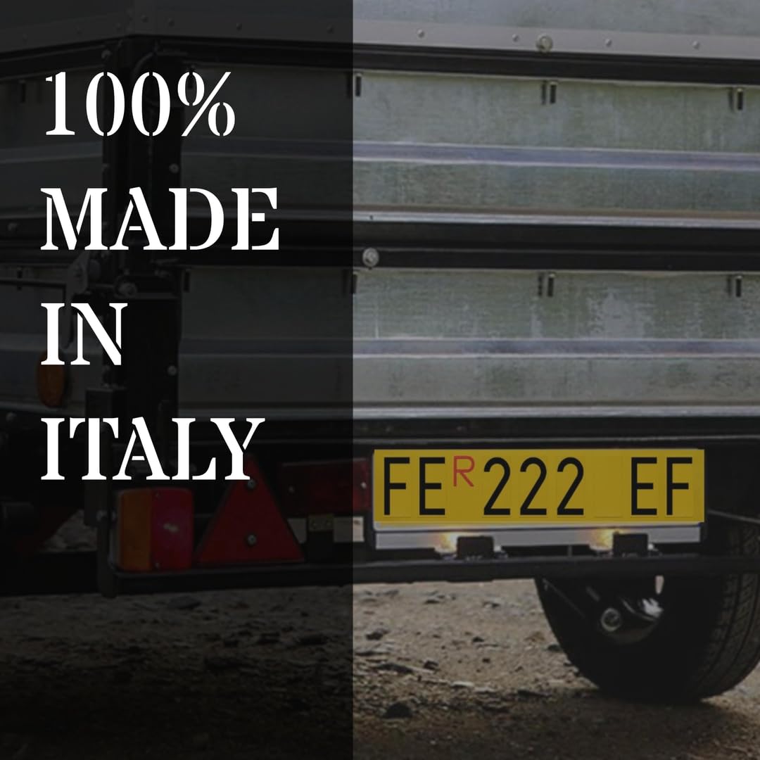 Targa Ripetitrice Alluminio Catarifrangente Made in Italy Portabici Carrelli Rimorchi Dimensioni Originali Caratteri Omologati R Rossa Inclusa