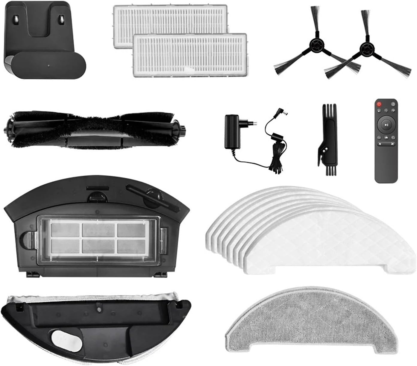 Robot Spare Vacuum Cleaner Accessories, 3PCS HEPA, 3 Mops, Main Brush, Dust Box, Water Tank, Adapter, H-Type.Compatible for Proscenic M7 Pro(Dust Bin)