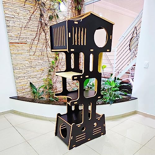 Torre Cama Toca Arranhador gato gatil brinquedo Simbah-PRETO