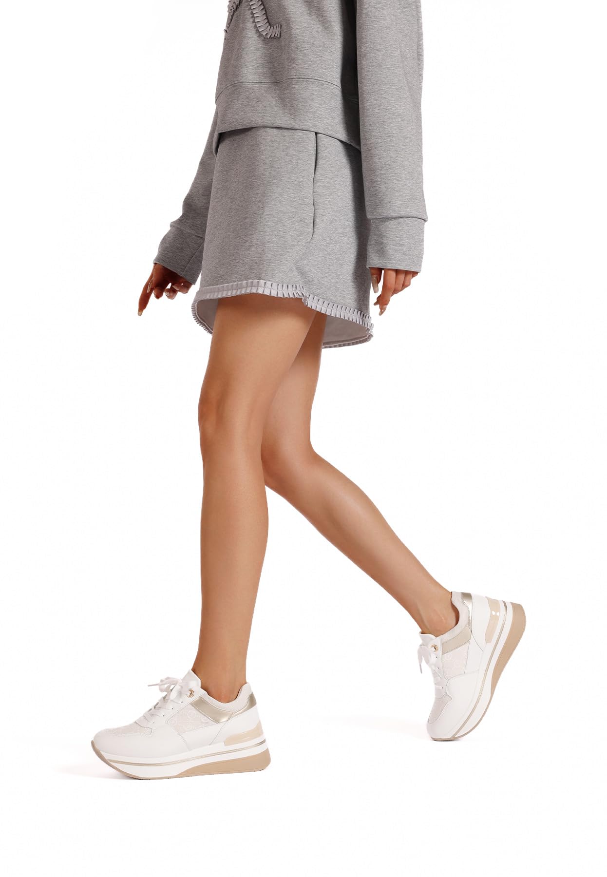QUEEN HELENA Sneakers Platform Scarpe da Ginnastica con Zeppa Casual Donna X32-16