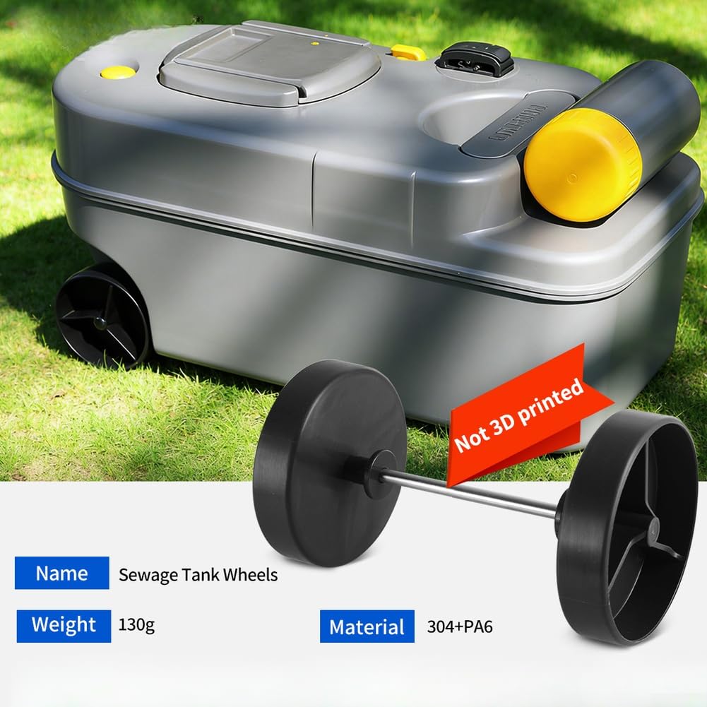 Ersatzräder für Wohnmobil-Abwassertank, 304 Edelstahl, Achse, schwarzes Nylon, für Thetford SC234, C200, C220, leise, 90 mm Durchmesser