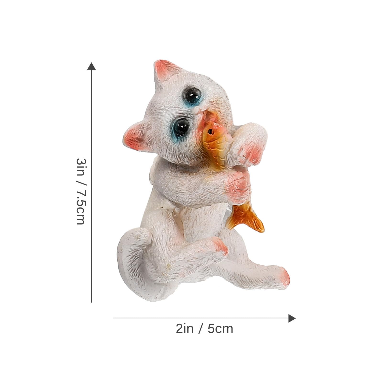 POPETPOP Small Kitten Miniature Figurines, 3pcs Cat Figurine Set Kitten Figurine for Aquarium Fish Tank Decor Fairy Garden Supplie