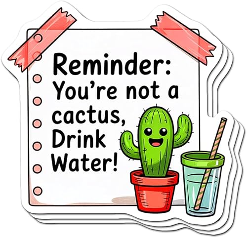 (3 piezas) Recordatorio de que no eres un cactus para beber agua, divertida hidratación, cita motivacional, calcomanías de vinilo para laptop, vaso