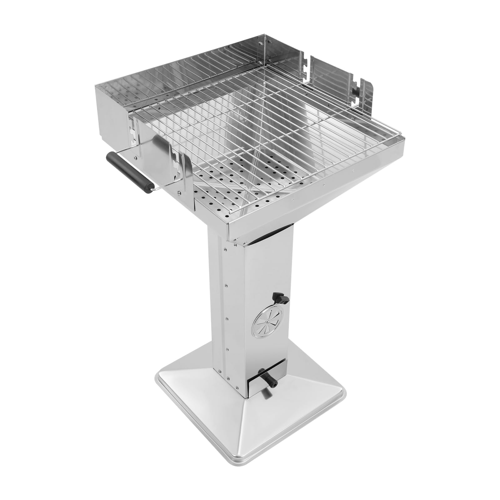 Barbecue a colonna a carbonella, in acciaio inox, 42 x 42 x 92 cm, regolazione in altezza a 3 livelli, per oltre 5 persone, per campeggio, spiaggia, giardino, feste