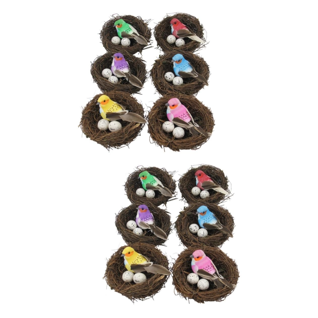 Toyvian 12 Ensembles Nid d'oiseau nid pour Oiseaux décorations d'oiseaux pour la Maison volet réaliste Faire la fête Petit Peluche Accessoires de décoration d'oiseau Artificiel Plume