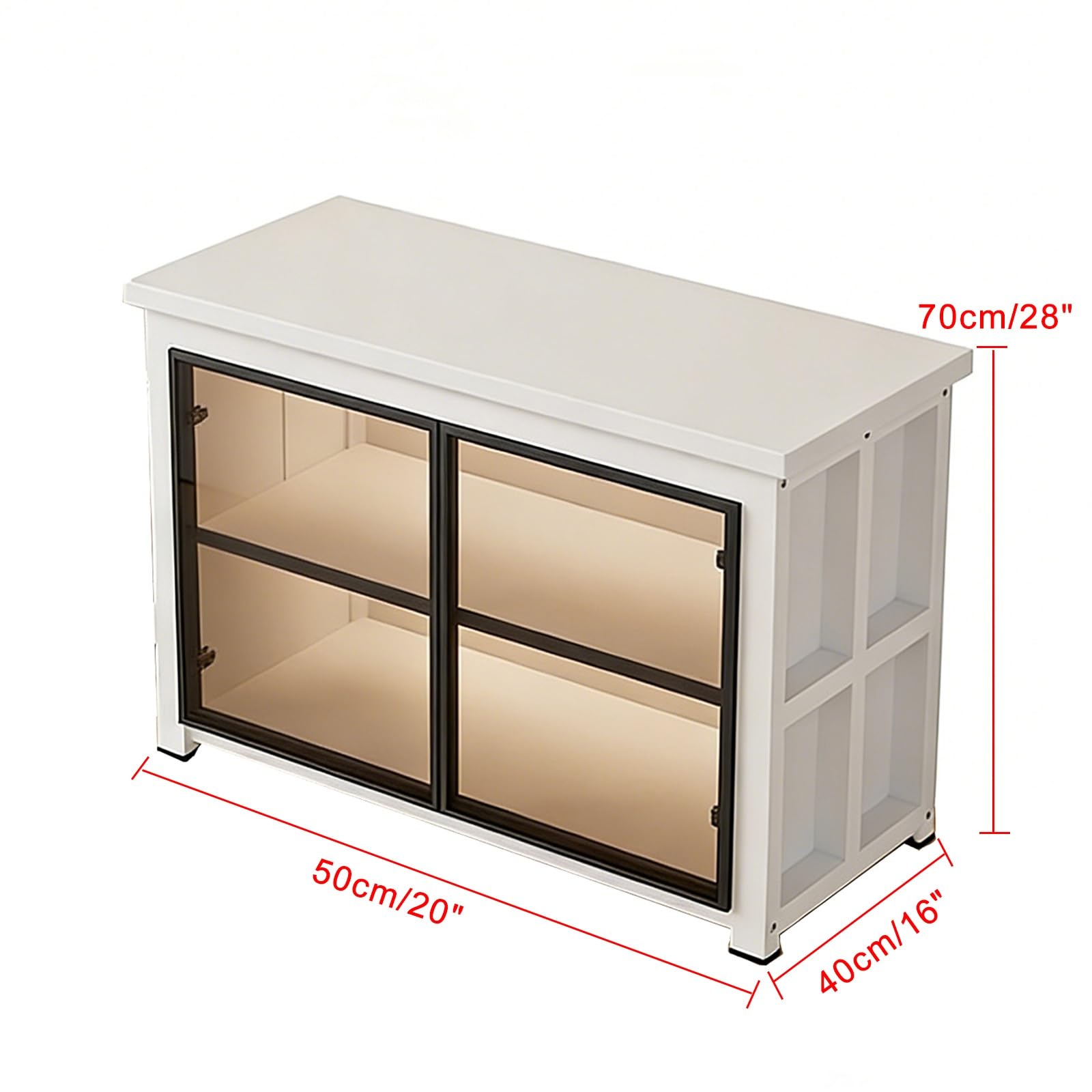 Elegancki biały stojak do akwarium ze złotym wykończeniem - 2-poziomowa szafka do przechowywania akwarium, idealna do nowoczesnego i rustykalnego wystroju (50 x 40 x 70 cm) - stylowe i funkcjonalne
