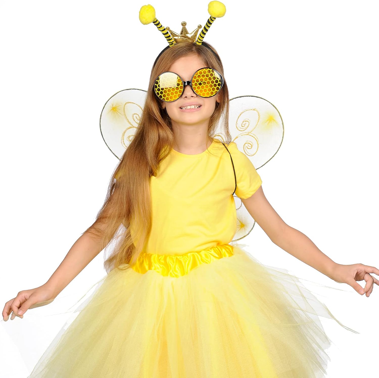 Miniatura 4 de FUNCREDIBLE Accesorios para disfraz de abejorro Diadema de alas de abeja y antena de abeja con gafas de abeja Disfraces de abeja Regalos de