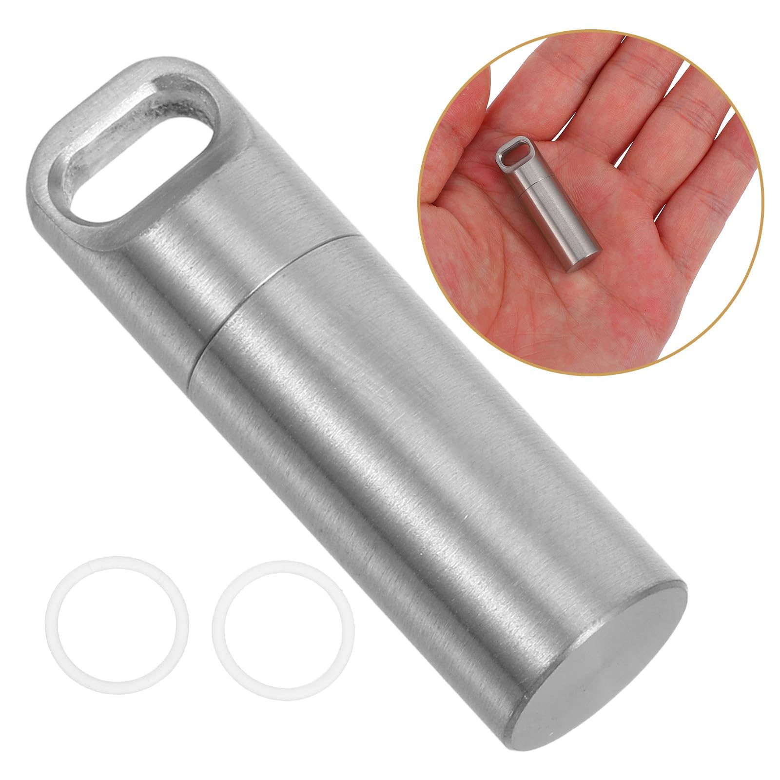 Healeved Pastillero para Almacenamiento Seguro de Medicamentos Pequeño Llavero de Acero Inoxidable Reutilizable Fácil de Limpiar Organizador Portátil en Exteriores