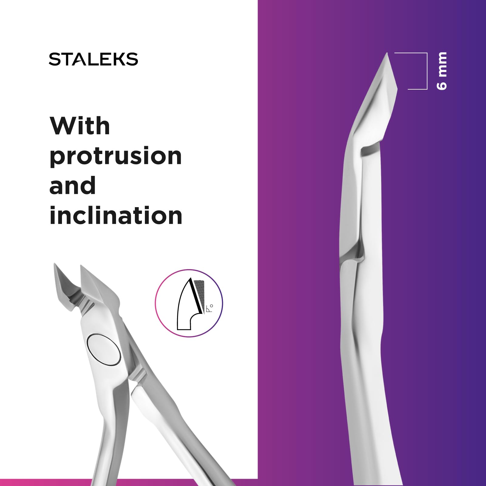 STALEKS Pro - Tronchesine per Pelle Cuticole Professionale, Pinza con Maniglia Curvo (Lunghezza Lama - 6 mm) Expert 81, NE-81-6