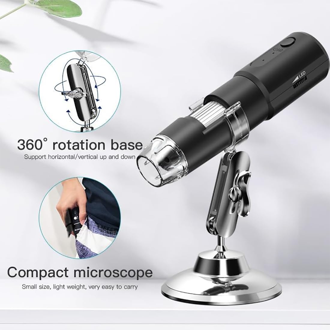 Máquina Analizadora De Piel, Detector De Cuero Cabelludo Y Cabello, Microscopio Digital, con Soporte Ajustable Y Cámara De Microscopio USB HD, Aumento De 50X-1000X, Compatible