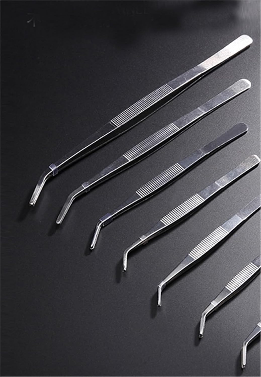 10pcs/pack Straight/Elbow Toothed Stainless Steel Tweezers Surgical Dressing Laboratory Tweezers Clamp (Straight 12.5cm10pcs)