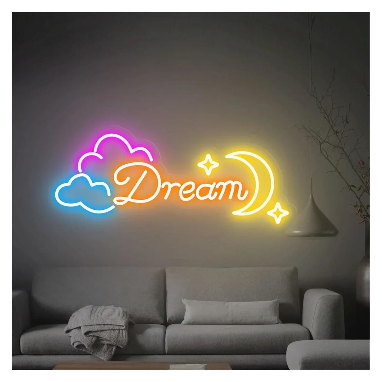 Lemst F Signs Lamp Dream Neon Signs Usb Powered Adjustable Brightness Dream Letter Neon Lights Suitable Or Club Decor 48Cmx25cm(F)