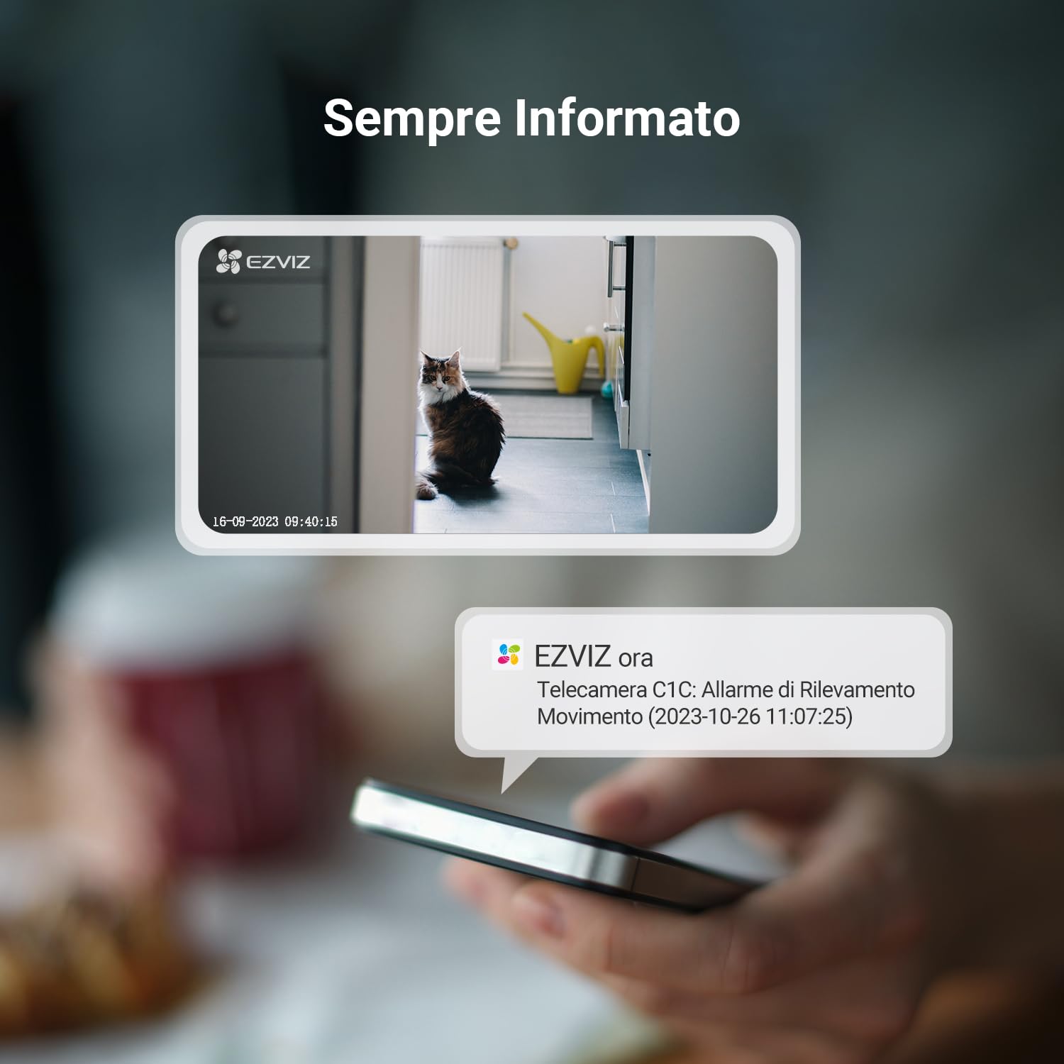 EZVIZ C1C Telecamera da Interno Wifi IP Camera 1080p Grandangolare visione notturna avviso movimento audio ad due vie grandangolare app mobile compatibile con Alexa confezione formato famiglia da 2