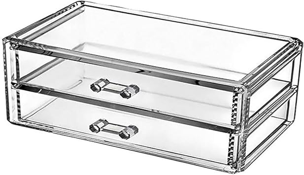 Clear Acrylic Makeup Organizer with 2 Drawers Cosmetic Storage Box for Jewelry Pen Makeup Organization