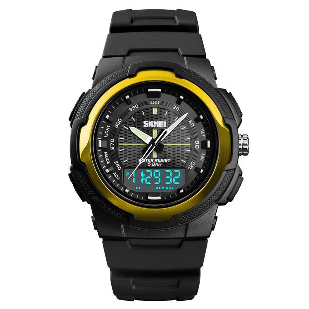 MASTOP Reloj de cuarzo de doble pantalla para hombre, a prueba de golpes e impermeable, con pantalla LED, reloj deportivo al aire libre