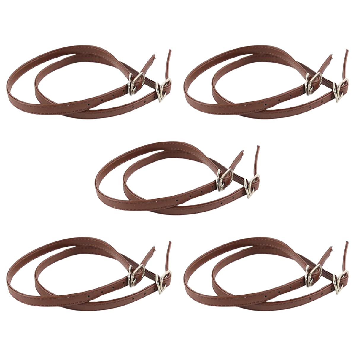 Ewanda 5 Pairs Women's High Heeled Shoes with Bungee Laces and Buckle Straps (Brown)