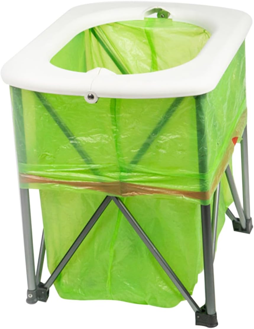 Outdoor Portable Folding Toilet Lightweight Sturdy Emergency Commode for Camping Hiking Road Trips White Seat Easy Assembly and Disassembly