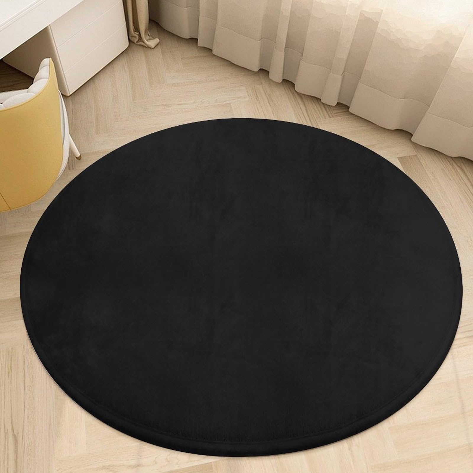 Customized Rug Personalized Round Area Rugs Door Mat Non Slip Carpet Add Your Own Picture Text Decorative Gifts, Black 1pcs, 23.6"x23.6"