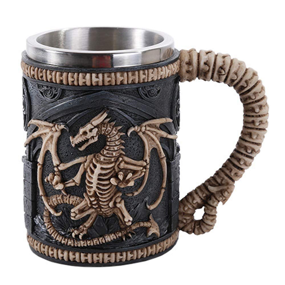 Chope dragon squelette gothique pour des soirées médiévales et de dégustation