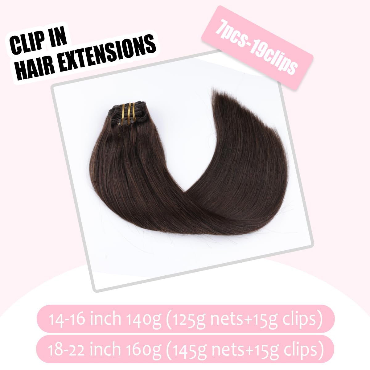 SURNEL Extensiones Clip Pelo Natural 100g 35cm 6 Piezas Castaño Chocolate Extensiones De Clip De Humano Real Extensiones Pelo Natural Remy (C#4-35cm) — view 80