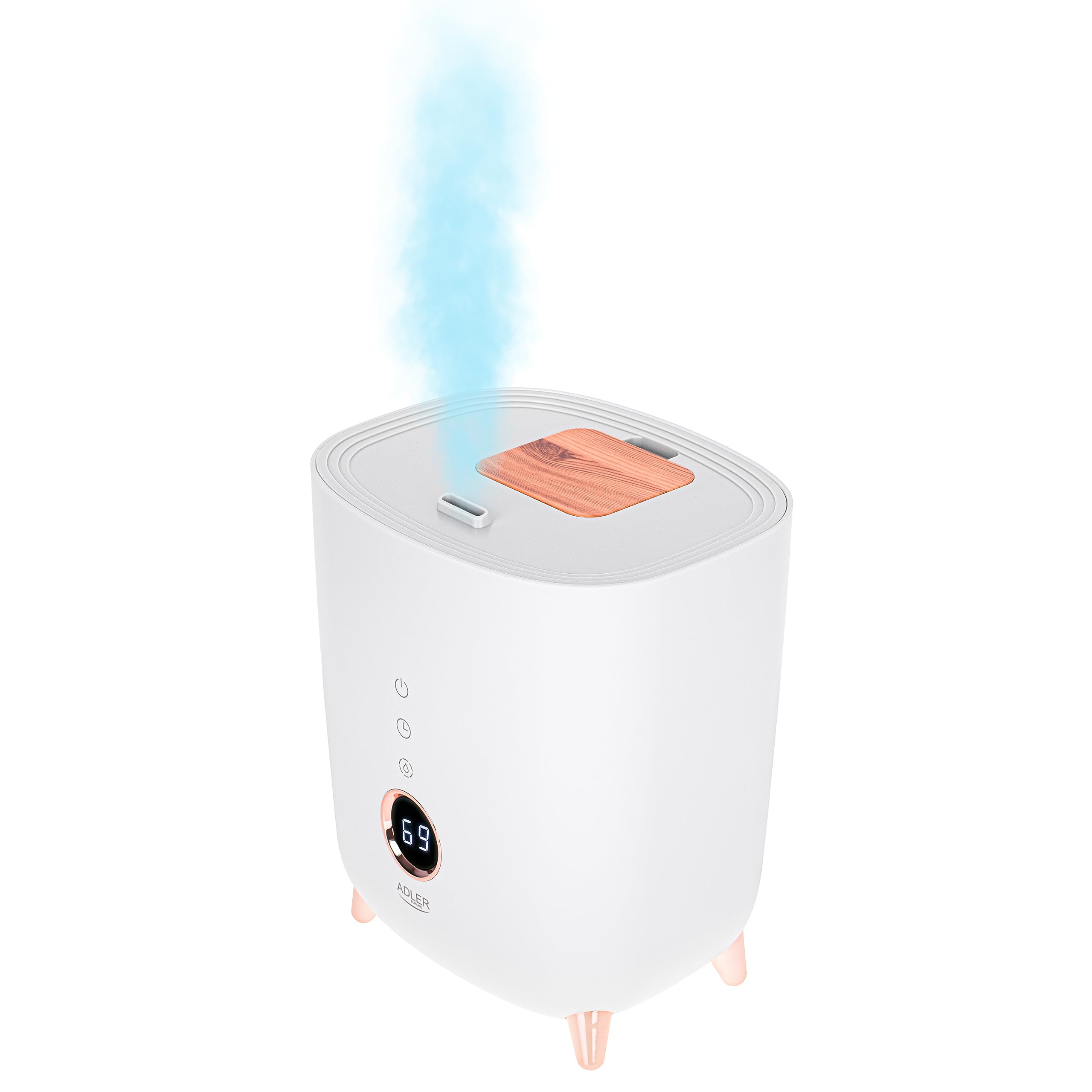ADLER EUROPE AD 7972 ultradźwiękowy nawilżacz powietrza, ekran LED z przyciskami dotykowymi, zakres pracy do 35 m2, pojemność nawilżania 150-300 ml/h, funkcja aromaterapii (biały)