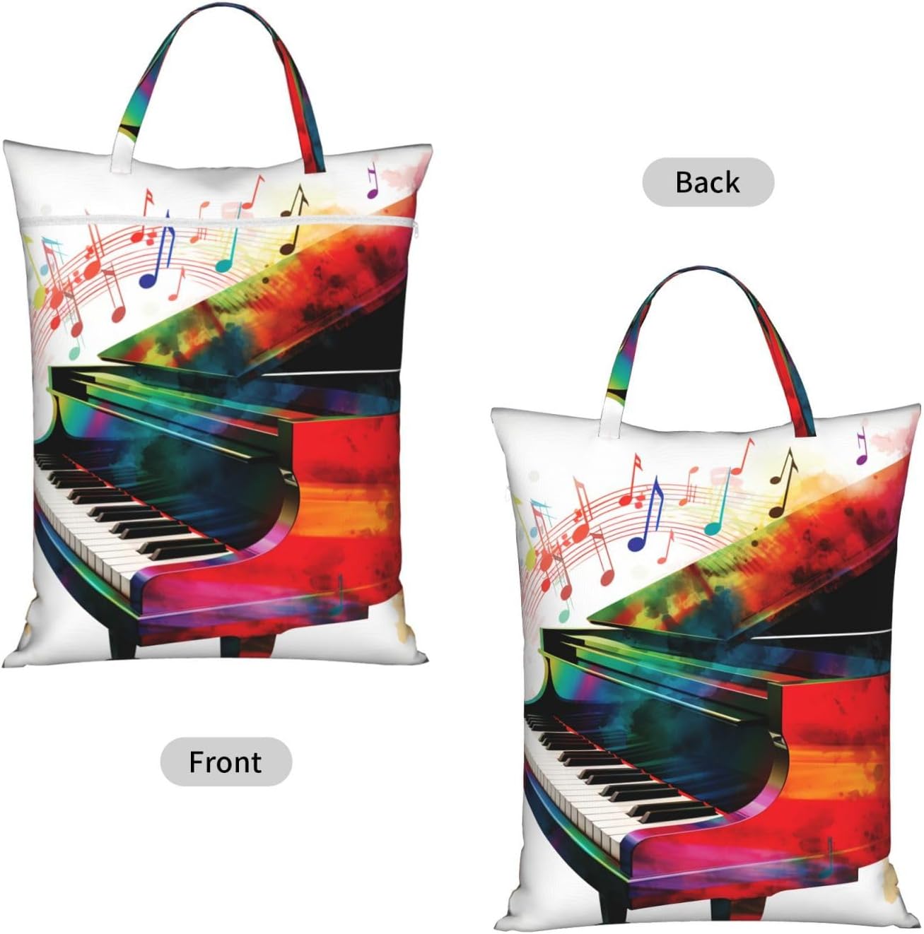 Colorful Piano Keyboard Music Large Travel Laundry Bag for Dirty Clothes Heavy Duty Waterproof Wet Dry Bags with Handle Zippered Washable Hanging Laundry Hamper for Swimsuit Gym Dorm Towel Home 1 PC image 2
