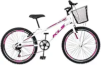 Bicicleta Aro 24 Alumínio Kls Sport Gold V-brake Mono 7v Feminina - Branco/pink